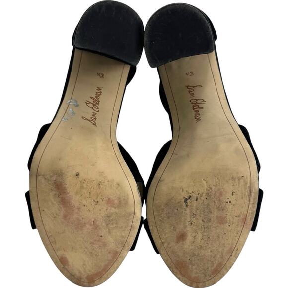 Sam Edelman Yancy Suede Ankle Strap Peep Toe Block Heel Sandals Black Womens 8.5 - Picture 12 of 16